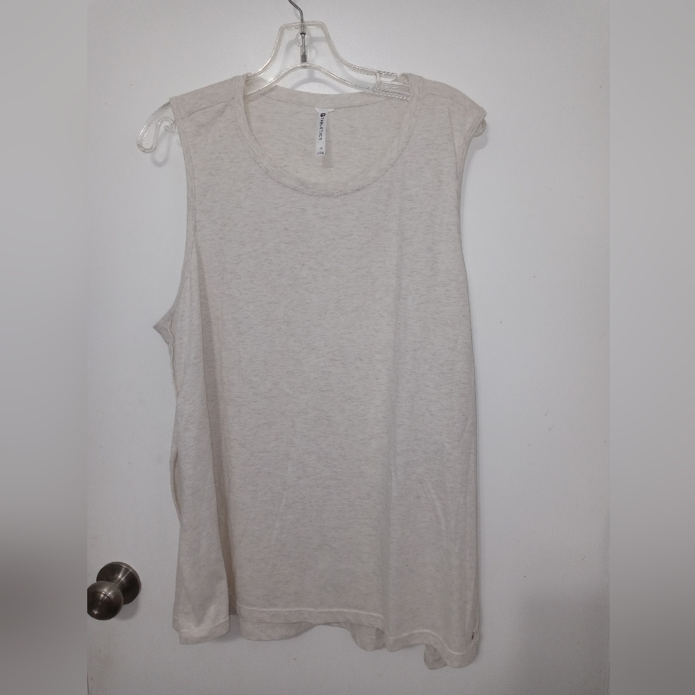 Fabletics Joyce Oatmeal long Tank Top with open Split Sides 1X
